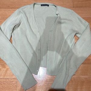 brandy melville light green button up cardigan